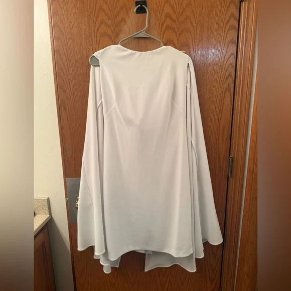 Adrianna Papell Ivory Long Sleeve Dress w/ Cape - Picture 3 of 6